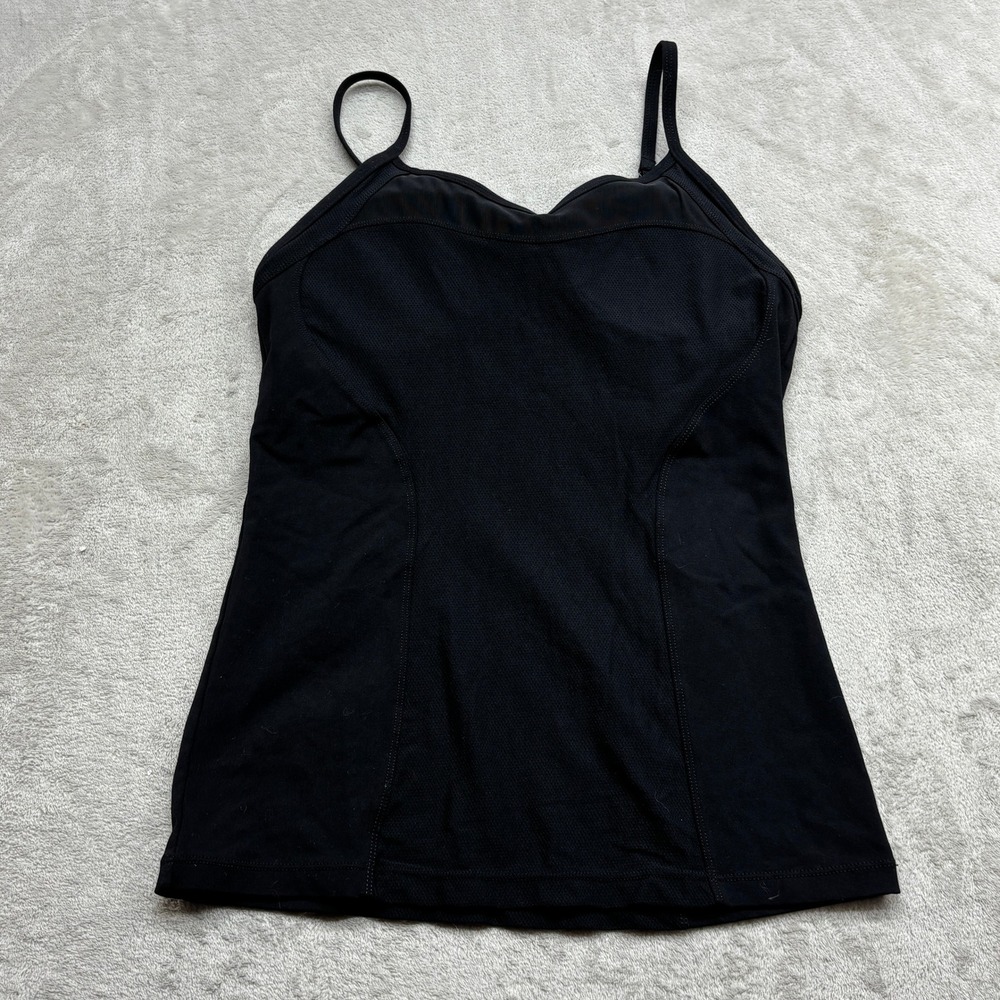 Lorna Jane Tank Top Womens L Black Mesh Panel Shelf Bra Yoga Activewear Camisole